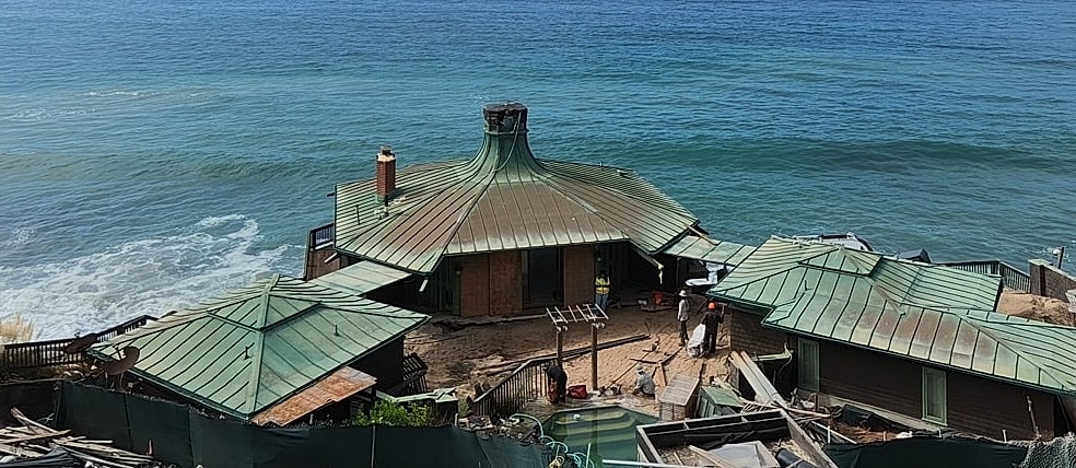 Ocean view house by the shore.