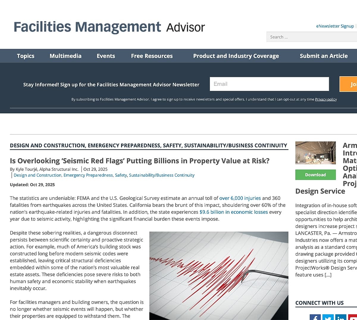 Alpha Structural, Inc Featured in Facilities Management Advisor