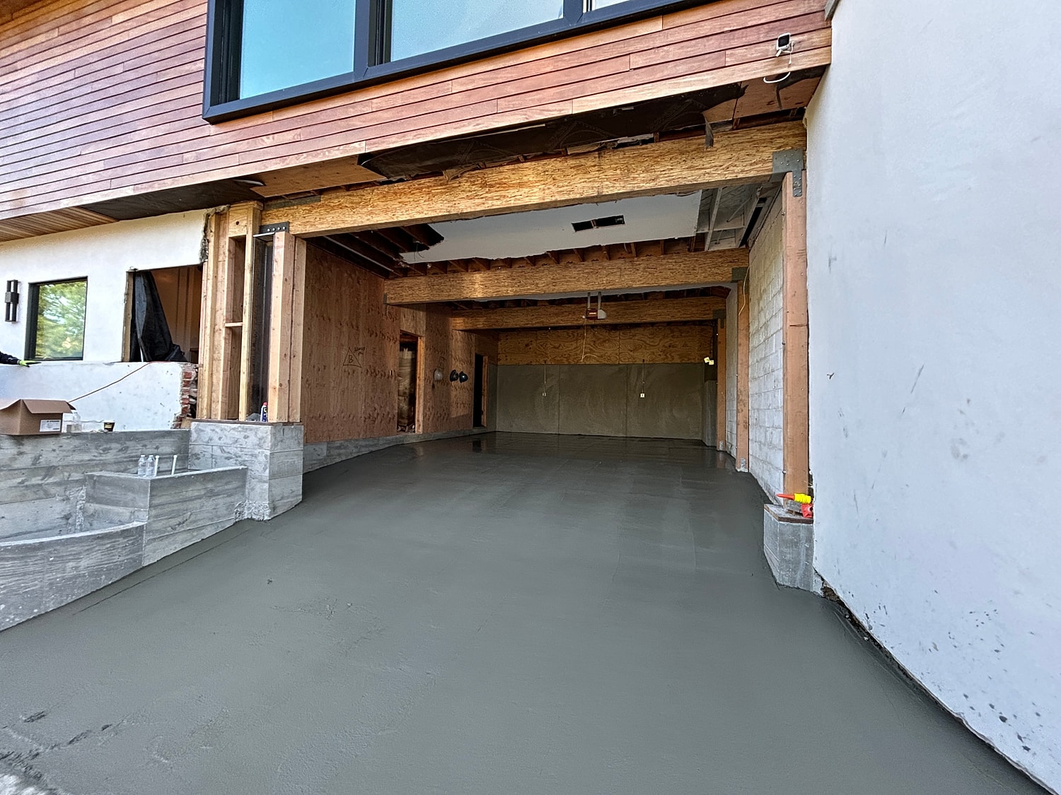 Newly poured concrete floor in modern construction site