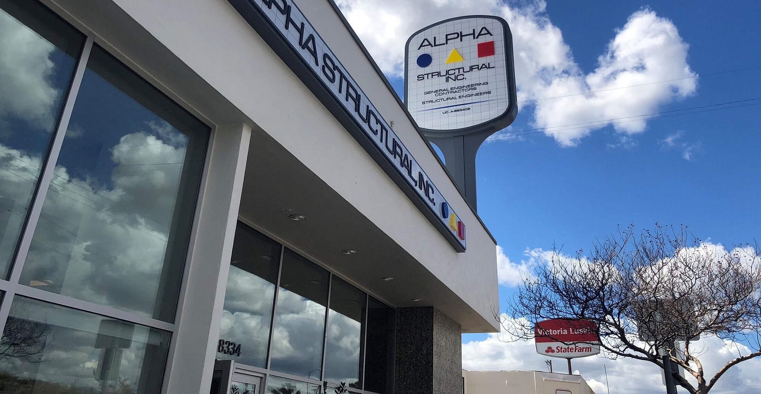 Alpha Structural Inc. building with company sign.