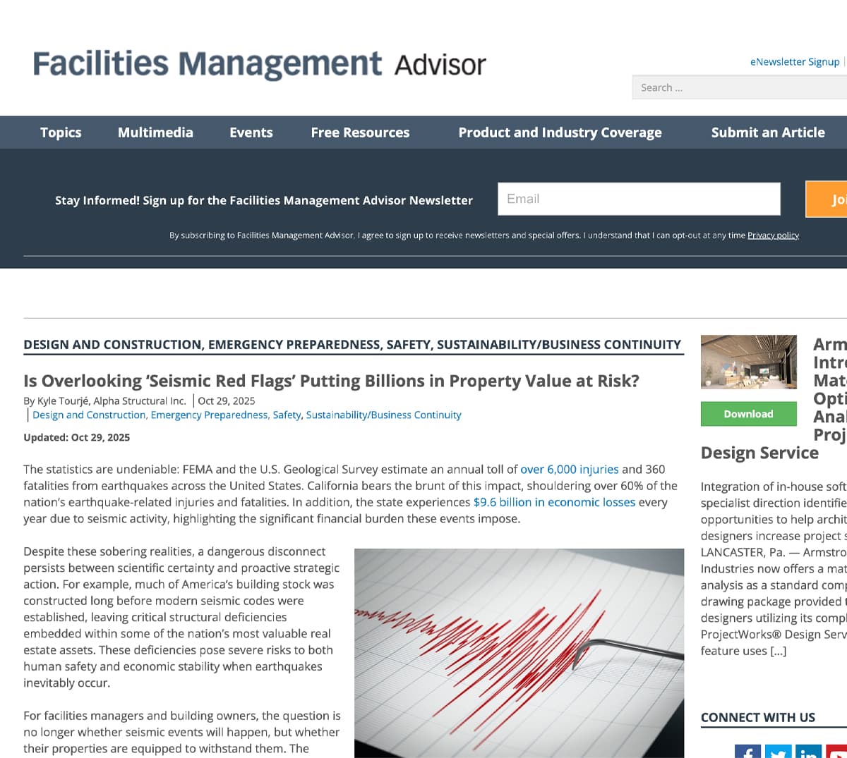 Alpha Structural, Inc Featured in Facilities Management Advisor