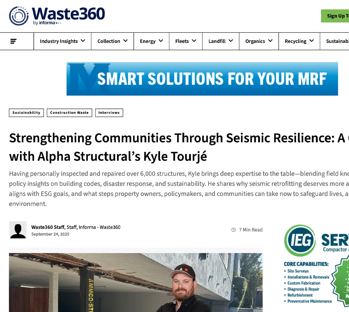 Alpha Structural, Inc Featured in Waste360