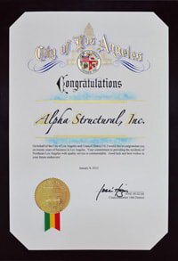 Los Angeles Congratulates ALpha Structural