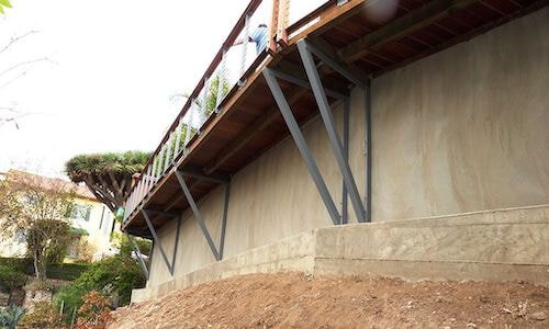 Foundation repair Los Angeles home retaining wall deck